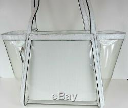 New Michael Kors Whitney shoulder bag clear inset white gold tote X Lrge plastic
