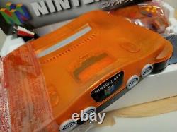 Nintendo 64 Daiei Hawks Clear Orange Japan COMPLETE with ALL PLASTIC BAGS