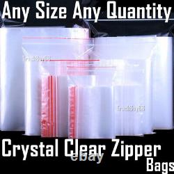 PREMIUM CRYSTAL Clear Reclosable Zipper Bags Zip Small Large Plastic 1.0Mi Lock