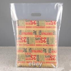 Patch Handle Carrier Bags Clear Plastic Shopping Bag for Cloths 15 x 18 x 3