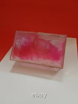Pink Resin Art Clear Clutch Bag With Gold Chain Handmade Artwork Designer Bag