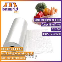 Plastic Food Bags On A Roll Clear HD Poly -Fruit, Veg, Meat, Butcher, Sandwich