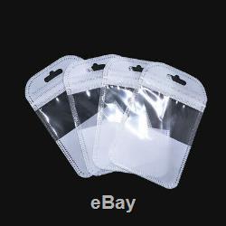 Plastic White Clear for Zip Bags Reclosable Lock Poly Jewelry Pouches Hang Hole