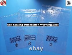 Poly Plastic Bags Suffocation Warning Clear Merchandise Apparel 1.5 mil Amazon