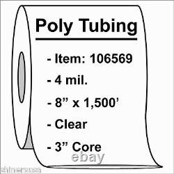 Poly Tubing Roll 8x1500' 4 mil Clear Heat Sealable Plastic Bag on Roll 106569
