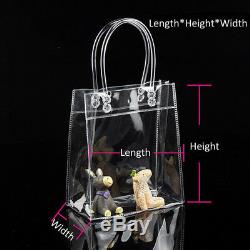 Portable Women Clear Transparent Tote Bag Plastic Shoulder Handbag Gift Bag SML