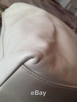 Prada White Supple Leather Hobo Shoulder Bag Clear Plastic Handle EUC