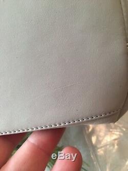 Prada White Supple Leather Hobo Shoulder Bag Clear Plastic Handle EUC
