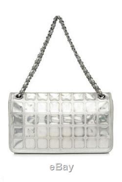Pre-Owned Chanel Classic Flap Ice Cube Clear Plastic Shoulder Bag (Silver Pvc)