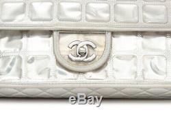 Pre-Owned Chanel Classic Flap Ice Cube Clear Plastic Shoulder Bag (Silver Pvc)