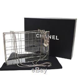 RARE! Authentic CHANEL Plastic Box Chain Shoulder Bag Grid Clear Vintage 910688