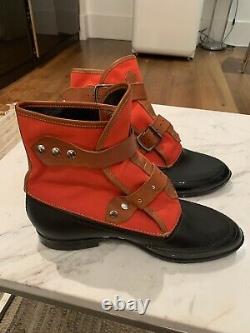 RARE VIVIENNE WESTWOOD Plastic& Canvas BOOTS SZ 44 Red And Black Very Clean 1