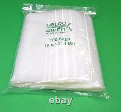Reloc Zippit Reclosable 4mil Bags Heavy Duty 500 Pcs Clear Bag Plastic 10 x12