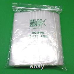 Reloc Zippit Reclosable 4mil Bags Heavy Duty 500 Pcs Clear Bag Plastic 10 x12