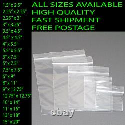 Resealable Plain Clear Bags Zip Lock Grip Seal Bags Polythene Plastic Craft Self
