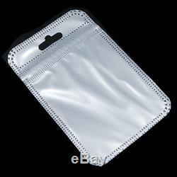 Resealable White Clear Ziplock Plastic Bag Retail Packaging Pouch With Hang Hole