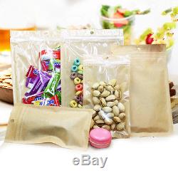 Resealable Zip Lock Kraft Paper Food Packaging Bags Plastic Self Sealing Pouches