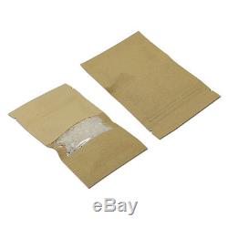 Resealable Zip Lock Kraft Paper Food Packaging Bags Plastic Self Sealing Pouches