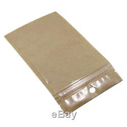 Resealable Ziplock Kraft Paper Bags Brown Plastic Retail Food Packaging Pouch