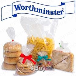 SMALL-LARGE Clear Plastic Bags ALL GAUGES Food Grade WORTHMINSTER Dispenser Box