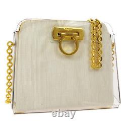 Salvatore Ferragamo Gancini Chain Shoulder Bag Clear Plastic 215263 05476