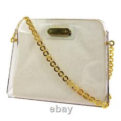 Salvatore Ferragamo Gancini Chain Shoulder Bag Clear Plastic 215263 05476