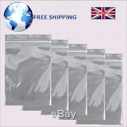 Self-Grip Seal Plain Clear Plastic Bags Resealable Zip Lock Poly All Sizes