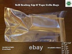 Self Seal Cello Plastic Bags Clear Flap Lip & Tape 1.6 mil Shirt Apparel Food