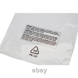 Self Seal Suffocation Warning Bag Reclosable Clear Plastic Apparel 1.5 Mil FBA