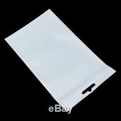 Self Seal Zip Top Bag With Hang Hole Plastic Packaging Pouch White/Clear Bags