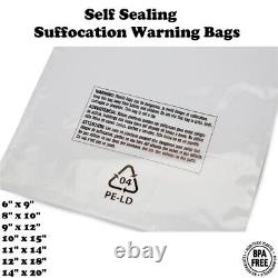 Self Sealing Lip & Tape Plastic Bags Suffocation Warning Clear 1.5 mil Amazon