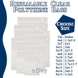 Small Grip Seal Zip Lock Polythene Self Resealable Clear Plastic Bags 1 -100,000