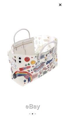 Sold out! Anya Himdmarch Sticker plastic tote Bag, leather handles