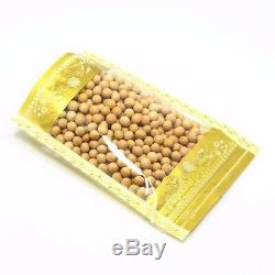 Stand Up Gold Printed Clear Zip Lock Self Seal Plastic Packaging Bag Pack Pouch