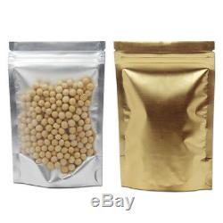 Stand Up Mylar Bags Gold Aluminum Foil Plastic for Zip Clear Poly Lock Food Pack