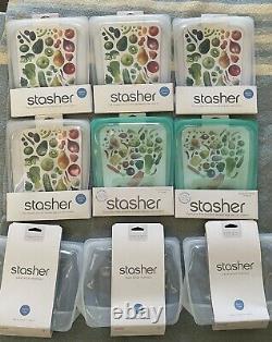 Stasher Plastic Free Reusable Kitchen Storage Bags. Lot Of 11. New