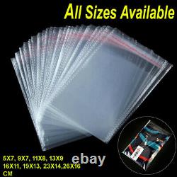 Strong Clear Cellophane Bags Display Garment Self Adhesive Peel Seal Plastic OPP