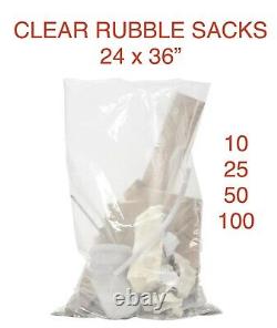 Strong Duty Clear Plastic Rubble Sacks (builders Bags) 24 X 36