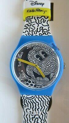 Swatch X Haring X Eclectic Mickey Suoz 336 And Mouse Mariniere Gz352 With Bag