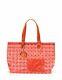 Tory Burch Tote Bag Plastic Pink Orange Clear With Pouch
