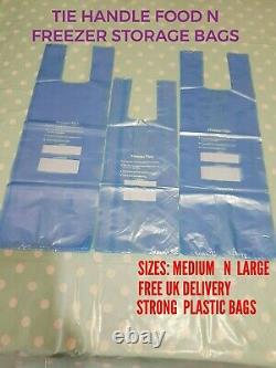 Tie Handle Food & Freezer Strong Storage Plastic Bags Sizes Medium And Large