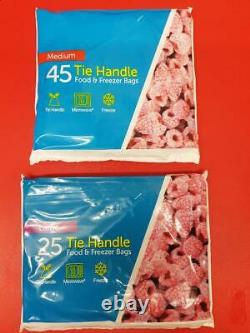 Tie Handle Food & Freezer Strong Storage Plastic Bags Sizes Medium And Large