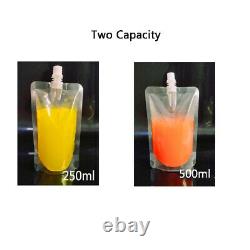 UK STOCK 5-500X Plastic Stand-up Drink Bags Spout Pouch For Liquid Juice Milk