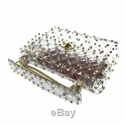 VALENTINO Rock studs 2WAY spike ChainShoulder Bag Clear x Gold Plastics Wome