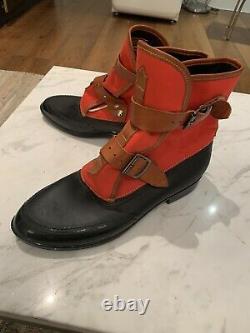 VIVIENNE WESTWOOD Plastic& Canvas BOOTS Size 44 Red And Black Very Clean