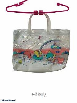 Vintage 1976 Sanrio Little Twin Stars Clear Plastic Tote Bag Purse Made In Japan