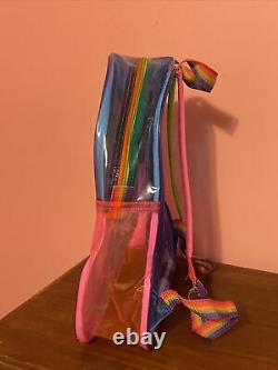 Vintage 90s Lisa Frank Dolphins Music Backpack Bag Clear Vinyl Rainbow Vaporwave