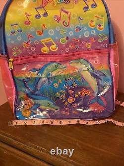 Vintage 90s Lisa Frank Dolphins Music Backpack Bag Clear Vinyl Rainbow Vaporwave