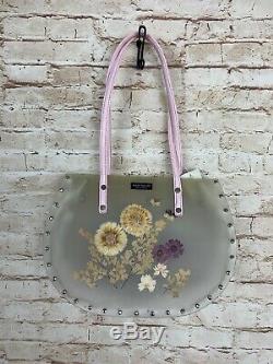 Vintage Kate Spade Cabo Floral Handbag Purse Basket Clear Plastic RARE