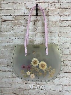 Vintage Kate Spade Cabo Floral Handbag Purse Basket Clear Plastic RARE